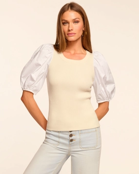 Wesley Knit Combo Puff Sleeve Top