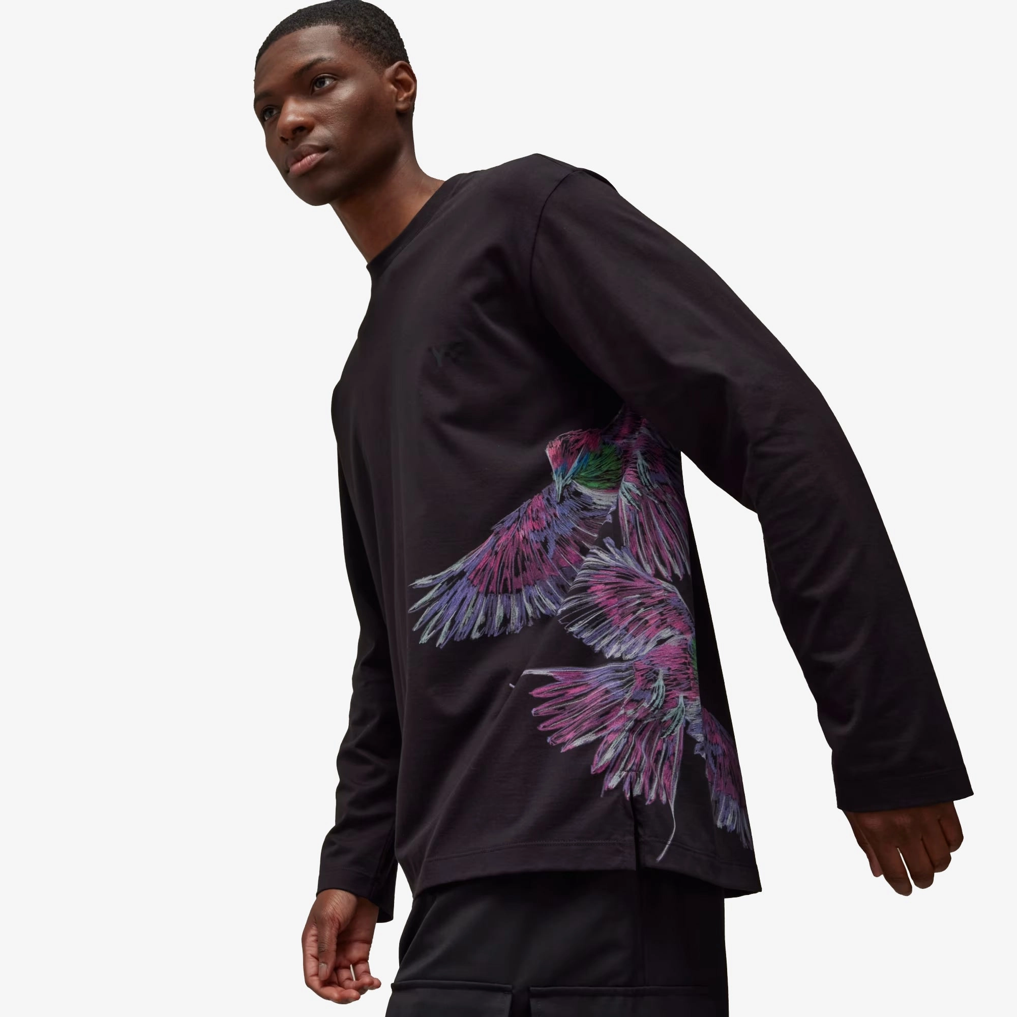 Y-3 | GRAPHIC LONG SLEEVE LONG-SLEEVE TOP { BLACK