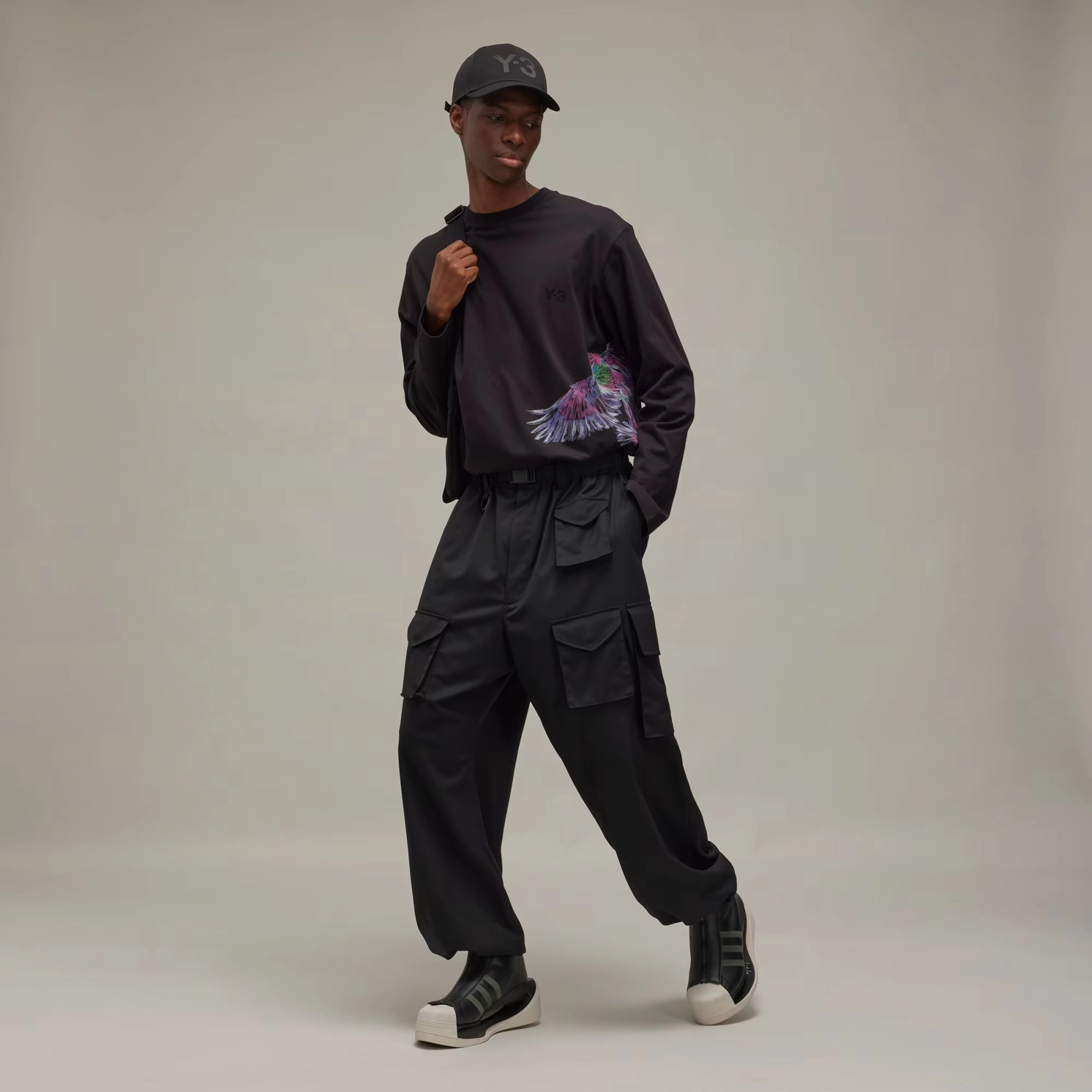 Y-3 | GRAPHIC LONG SLEEVE LONG-SLEEVE TOP { BLACK