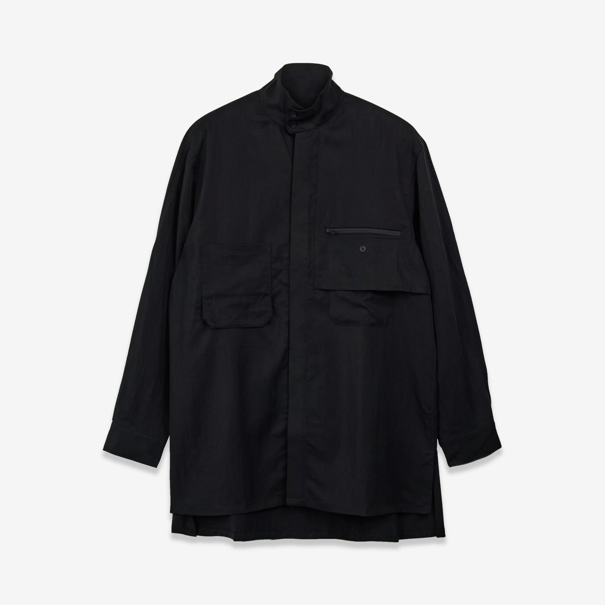 Y-3 | WASHED TWILL OVERSHIRT { BLACK