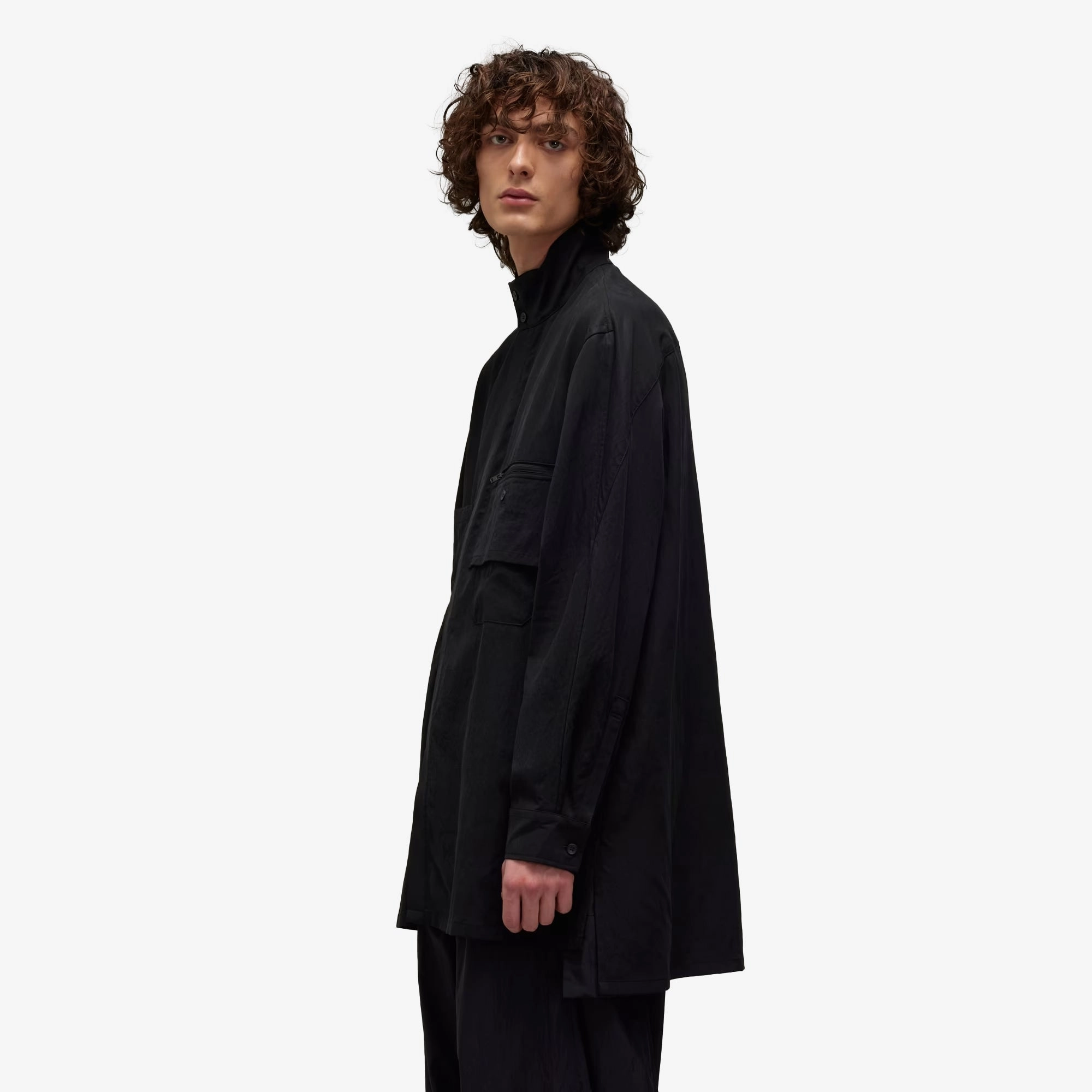 Y-3 | WASHED TWILL OVERSHIRT { BLACK