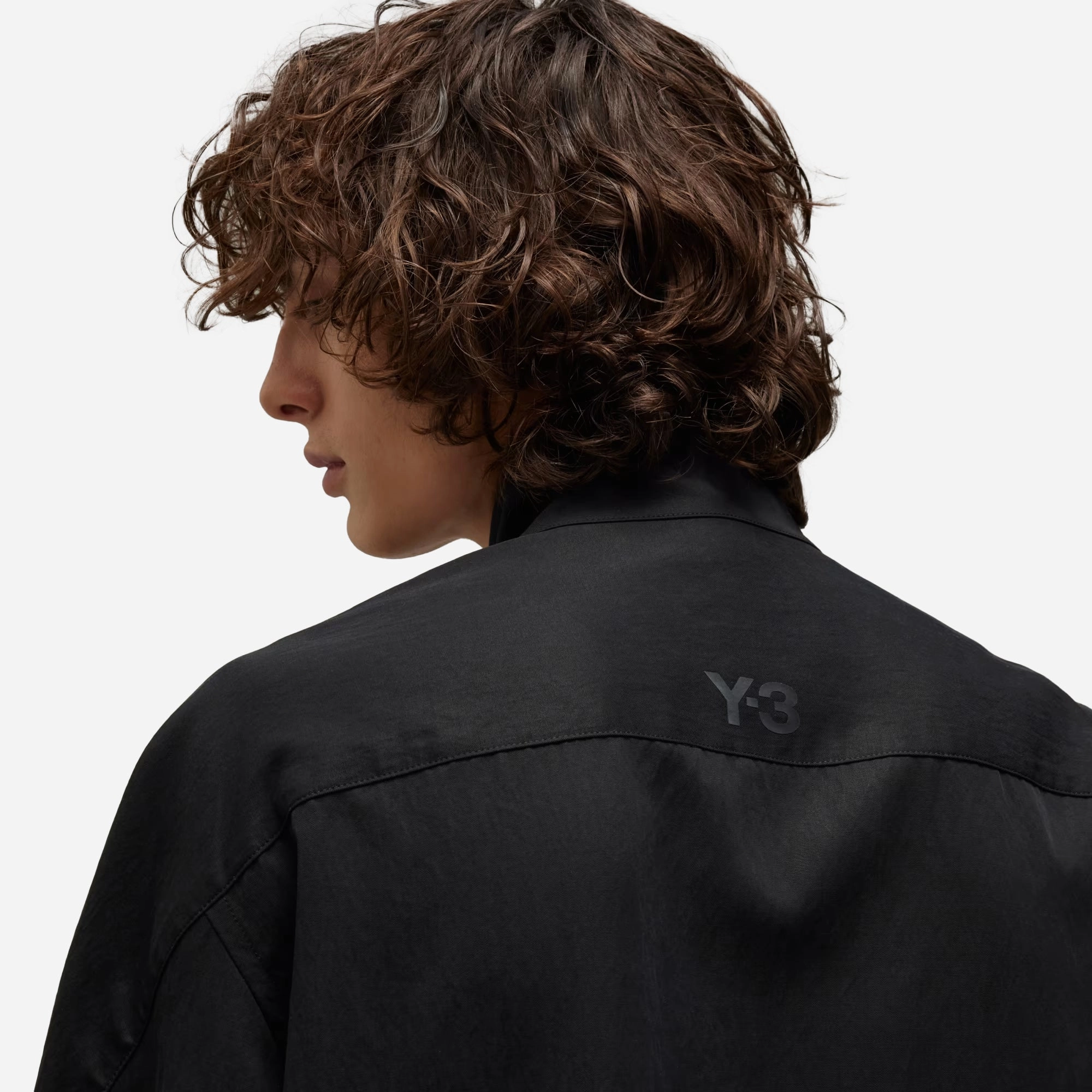Y-3 | WASHED TWILL OVERSHIRT { BLACK