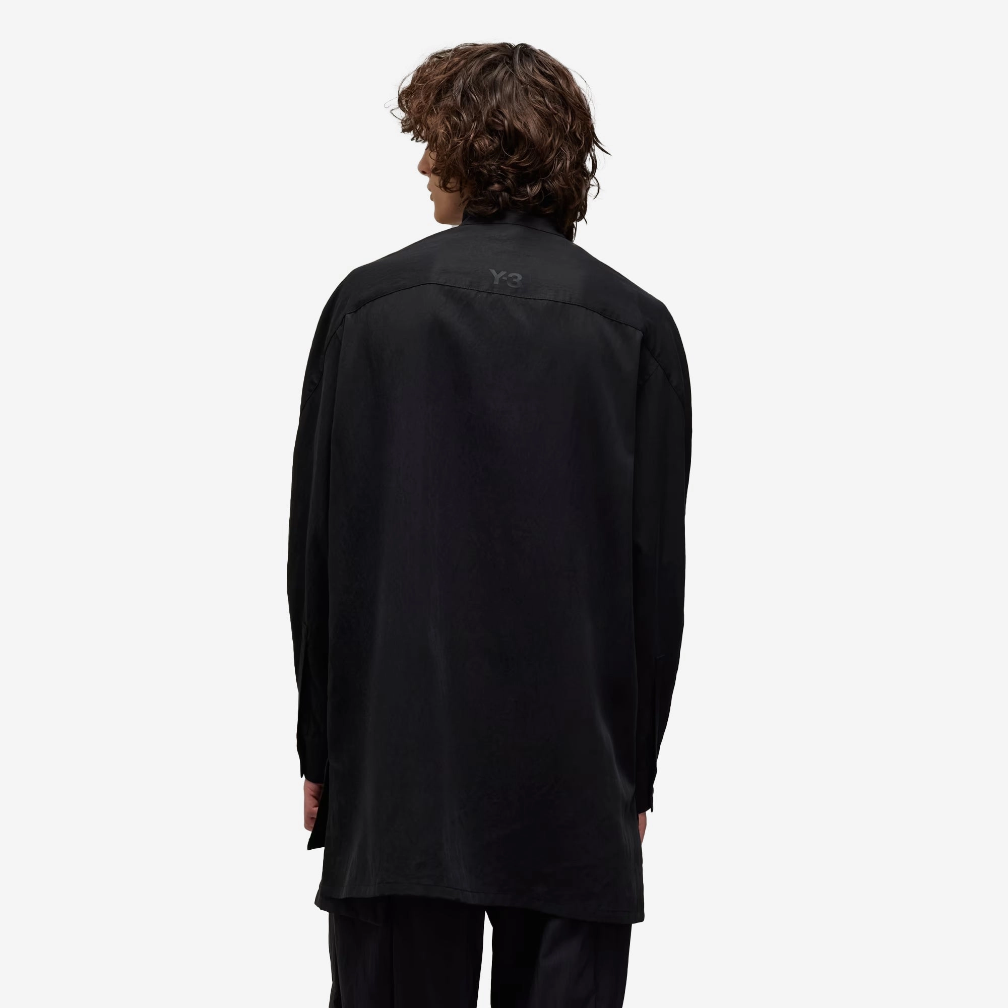 Y-3 | WASHED TWILL OVERSHIRT { BLACK