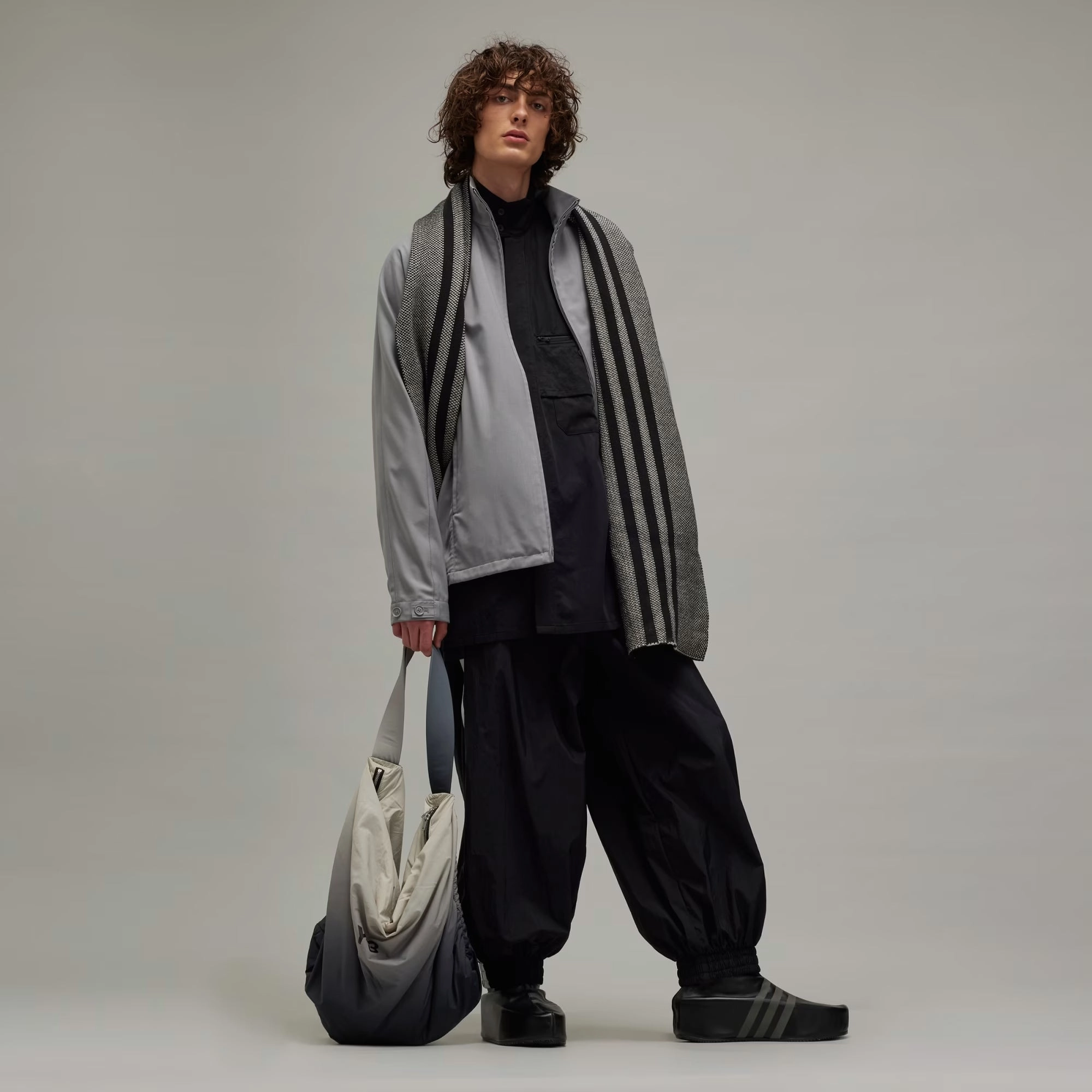 Y-3 | WASHED TWILL OVERSHIRT { BLACK