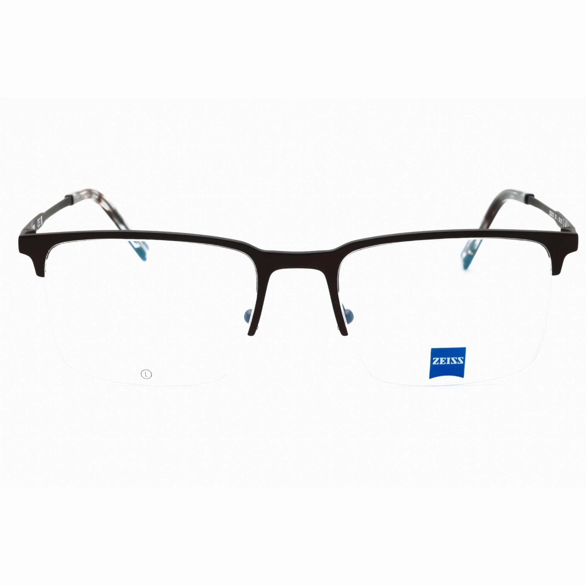 Zeiss Men's Eyeglasses - Satin Dark Brown Metal Half Rim Square Frame | ZS23125 201