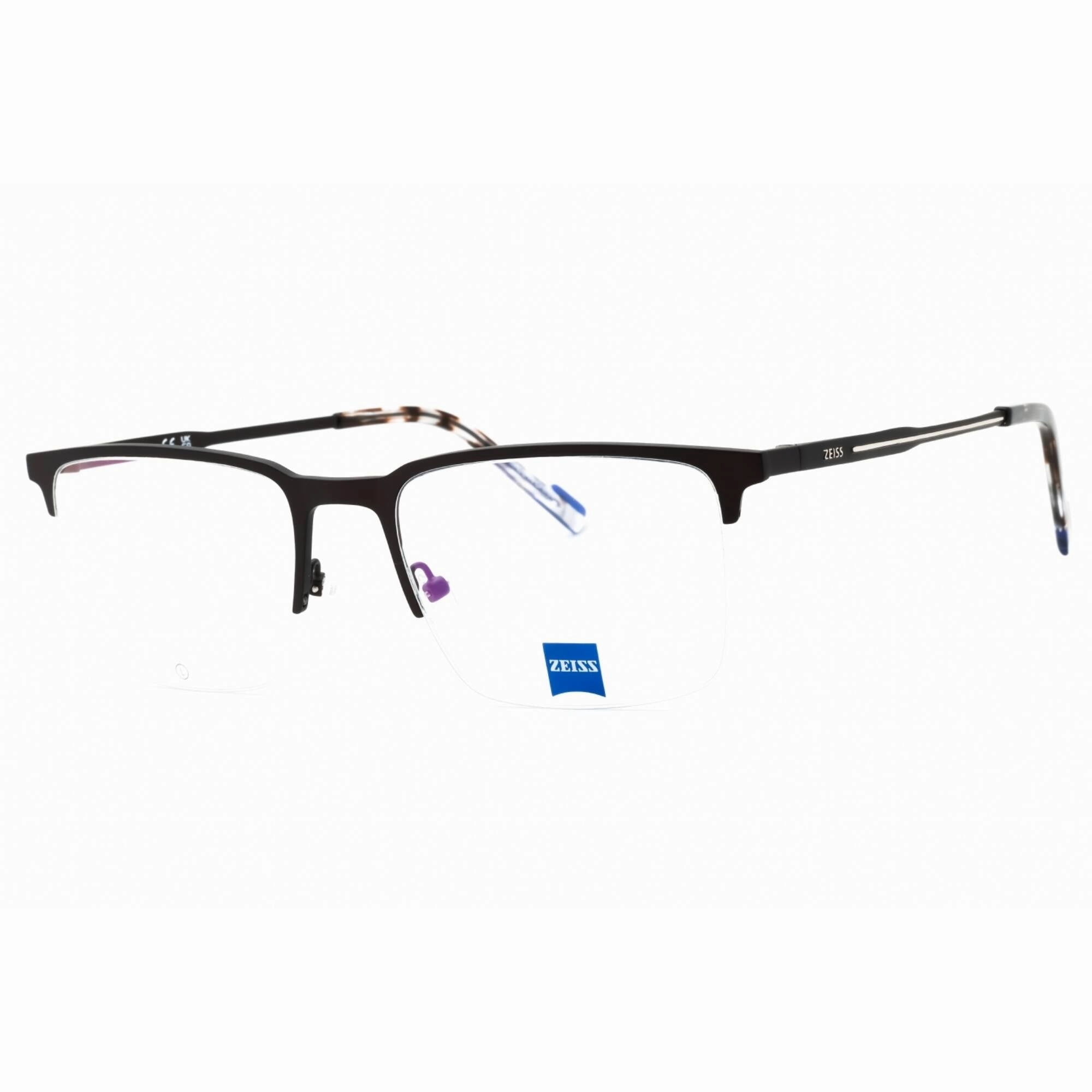 Zeiss Men's Eyeglasses - Satin Dark Brown Metal Half Rim Square Frame | ZS23125 201