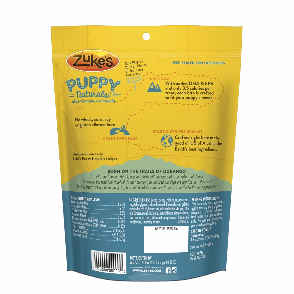 Zuke's Puppy Naturals Grain Free Lamb and Chickpea Dog Treats